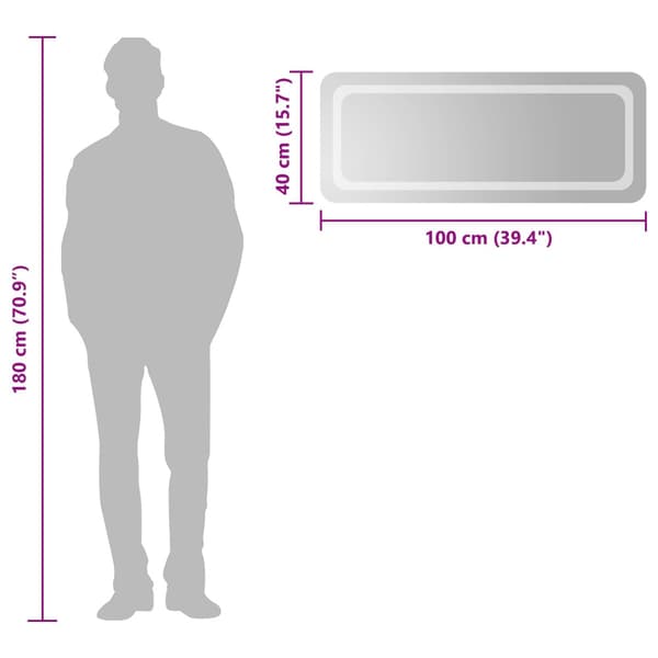LED Badrumsspegel Transparent 100 x 40 cm härdat glas