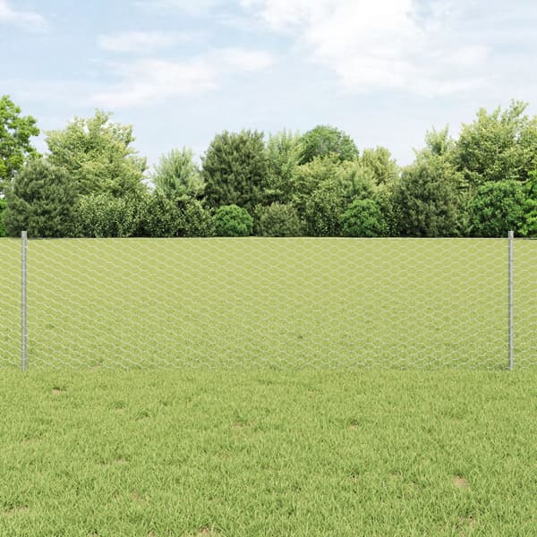 Stängsel med stolpe Silver 0,6 x 10 m Stål