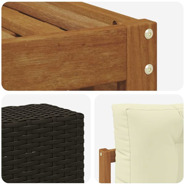 Utomhussoffset med kudde 4 pcs Naturlig och Grädde Polyester