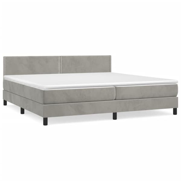 Ramsäng med madrass ljusgrå 200x200 cm sammet