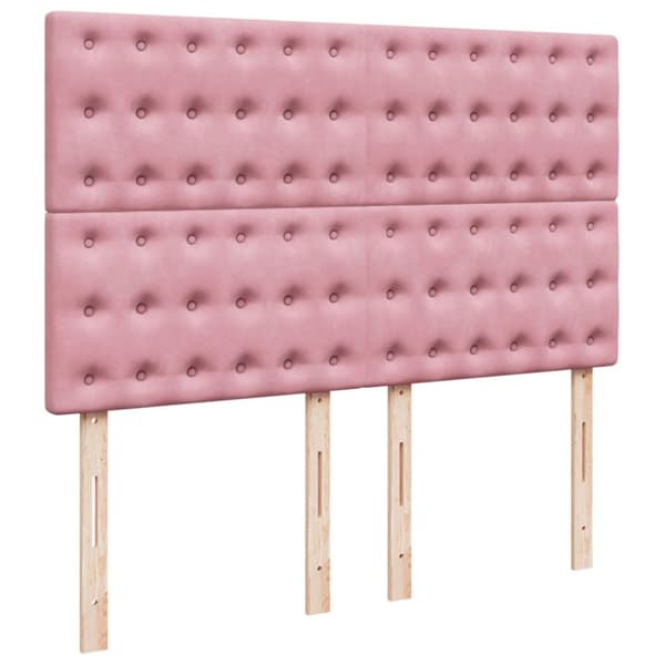Ramsäng med madrass rosa 160x200 cm sammet