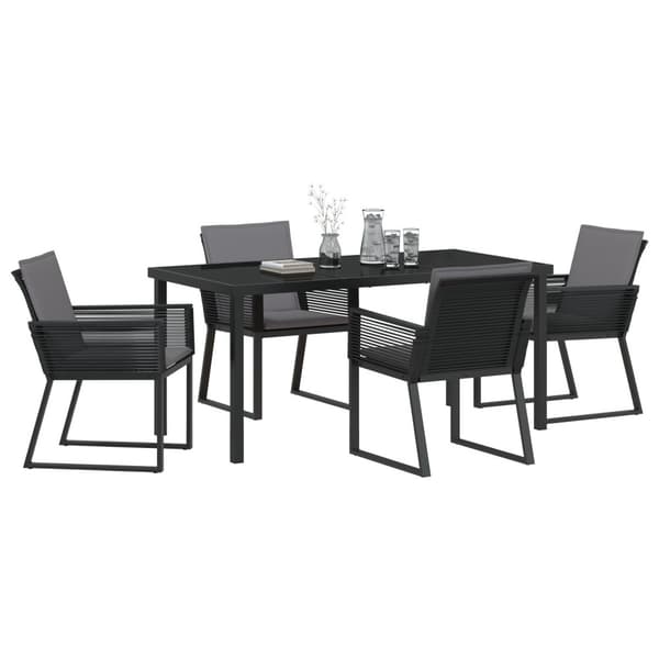 Trädgårdsmöbelset 5 pcs Svart Pulverlackerat stål