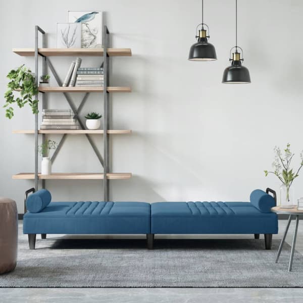 Bäddsoffa med armstöd blå sammet