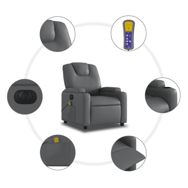 Elektrisk massagefåtölj grå konstläder