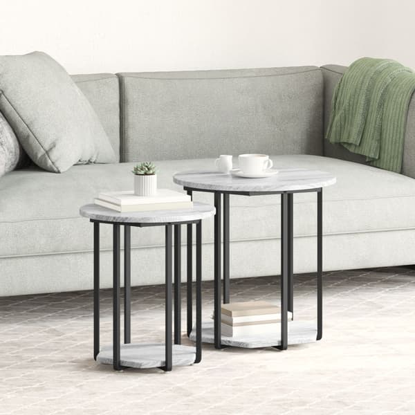 Sidobordsset med hylla 2 pcs Grå