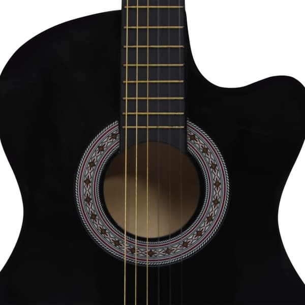 Gitarr 12 delar med 6 strängar western svart 38"