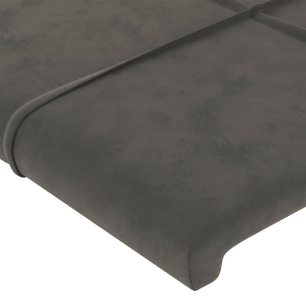 Sänggavel LED mörkgrå 90x5x78/88 cm sammet