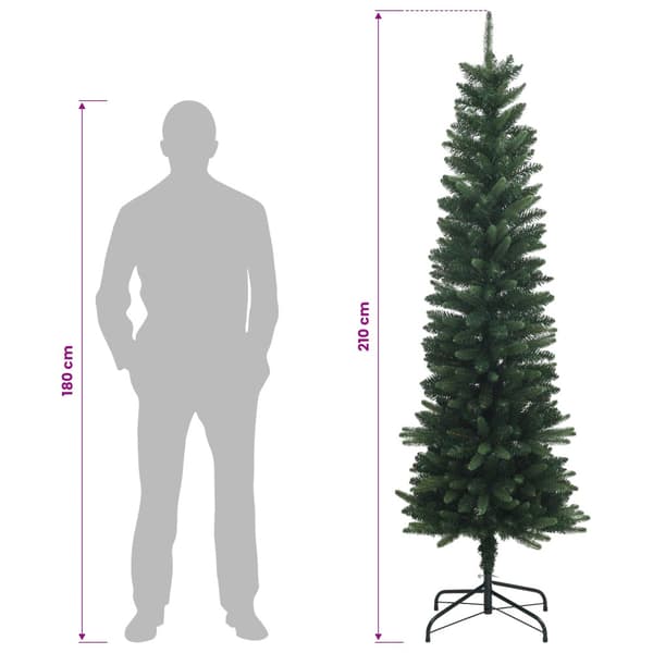 Artificial Slim Christmas Tree 210 cm PE och PVC Grön