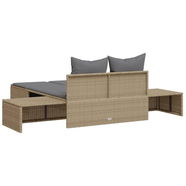 Dubbel solsäng med dynor beige konstrotting