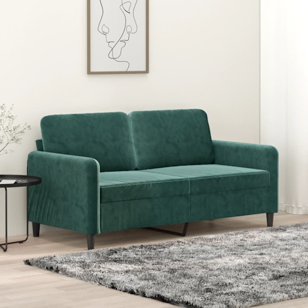Soffa 2-sits mörkgrön 140 cm sammet