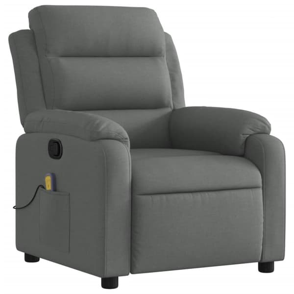 Massagefåtölj mörkgrå tyg