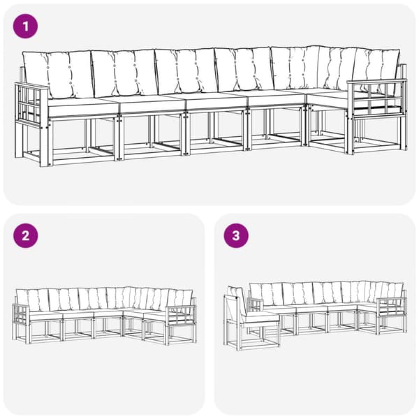 Utomhussoffset med kudde 6 pcs Vit och Beige