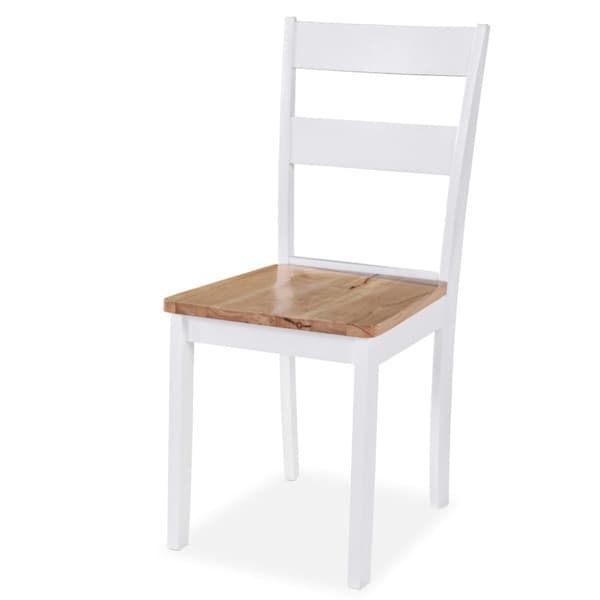 Matgrupp 5 delar MDF och gummiträ vit