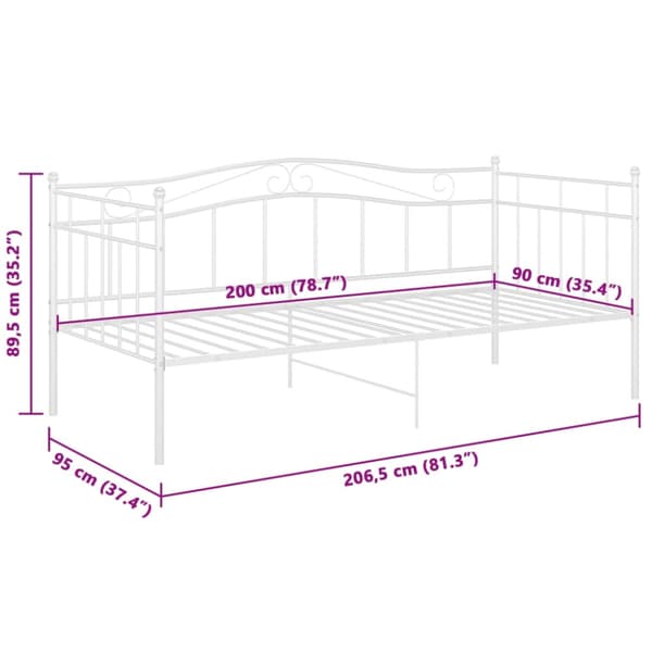 Sängram bäddsoffa vit metall 90x200 cm