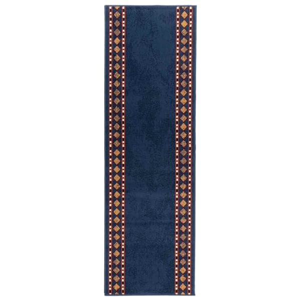 Runner-matta FLORNES Vävd Blå Diamanter 67 x 250 cm PP 7 mm