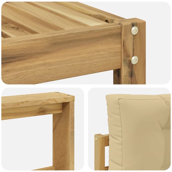 Utomhussoffset med kudde 7 pcs Vit och Beige