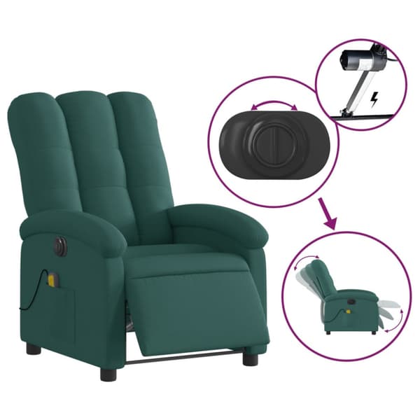 Elektrisk massagefåtölj mörkgrön tyg
