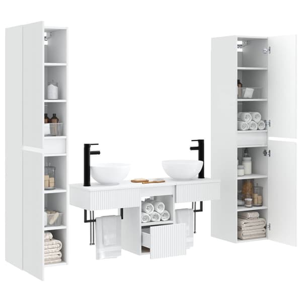 Badrumsmöbelset 5 st Vit 33 x 34,5 x 160 cm Konstruerat trä