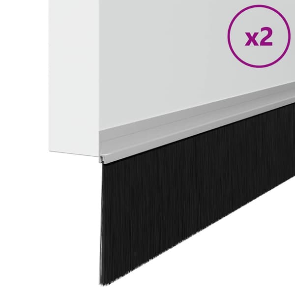 Självhäftande dörrborstlist 2 pcs Silver 100 cm