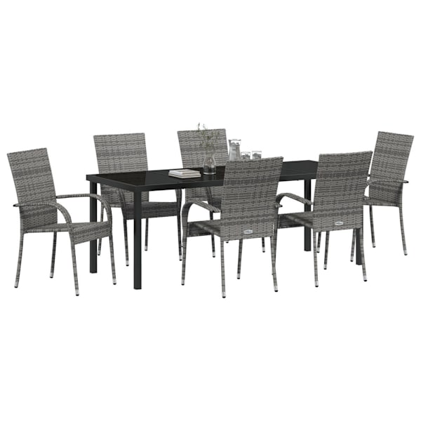 Trädgårdsmöbelset 7 pcs Grå Pulverlackerat stål