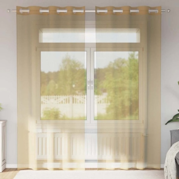 Voile gardiner med genomföringar 2 st sand