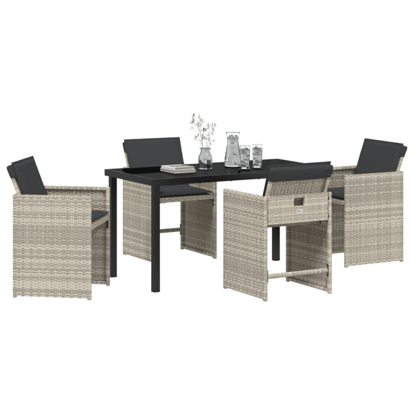 Trädgårdsmöbelset 5 pcs Ljusgrå konstrotting