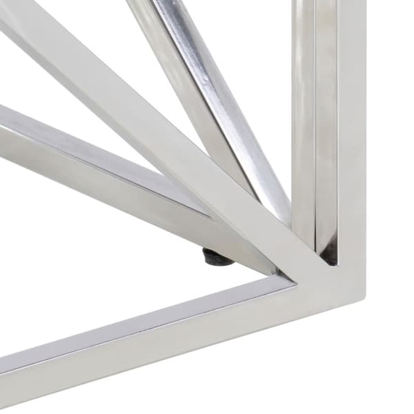 Soffbord silver rostfritt stål och härdat glas