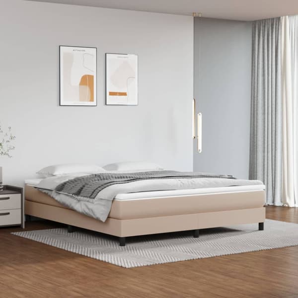 Boxspring-sängram cappuccino 160x200 cm konstläder