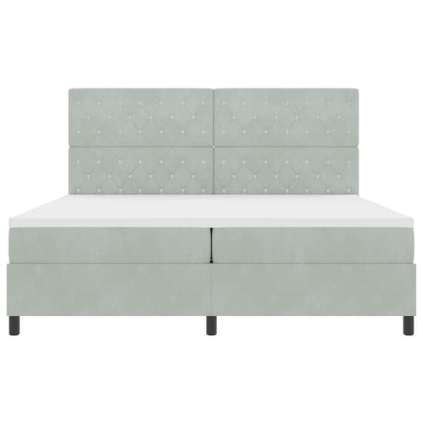 Bäddfjäder med madrass Ljusgrå 200 x 200 cm Sammet