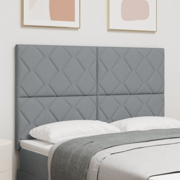 Sänggavel Diamantblocksmönster Ljusgrå 140 cm Tyg