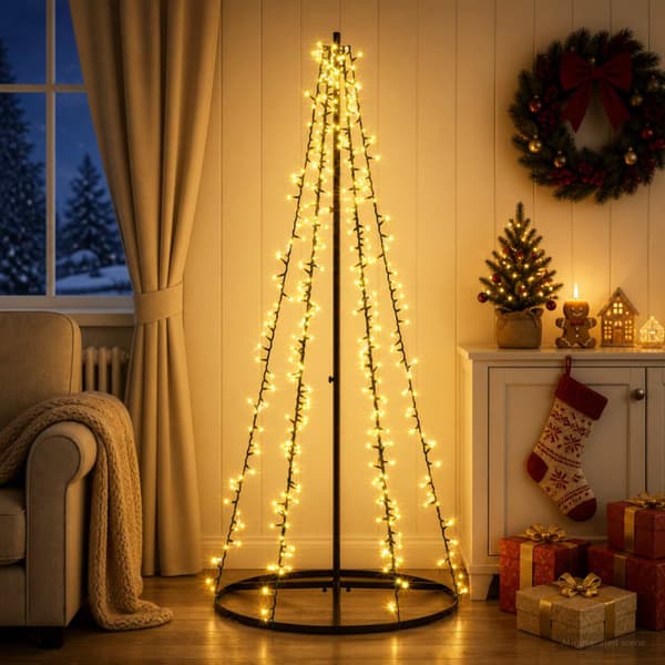 LED Julgran 165 cm 540 LED-lampor Varmvit Stål Svart