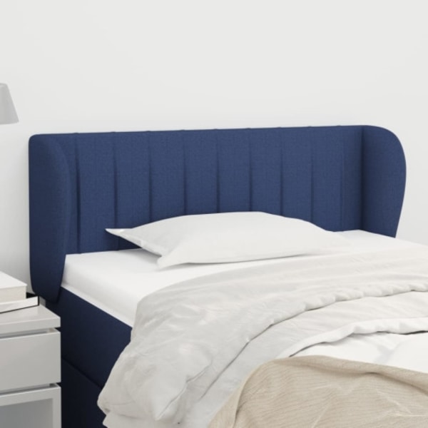 Sänggavel med kanter blå 83x23x78/88 cm tyg