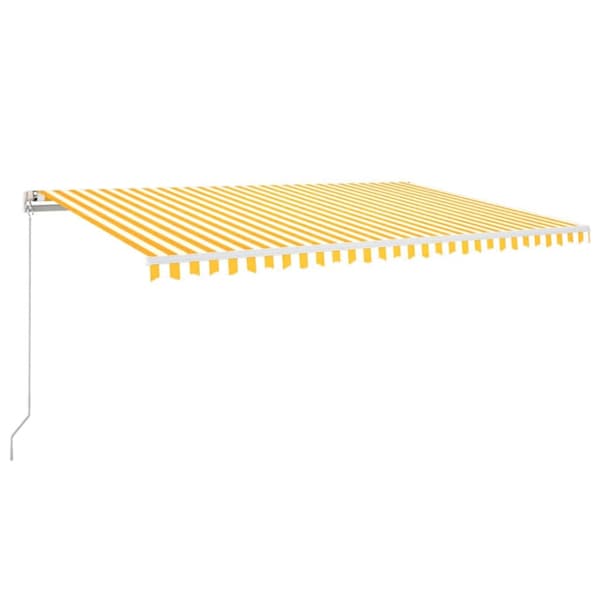 Automatisk markis med vindsensor & LED 500x300 cm gul/vit