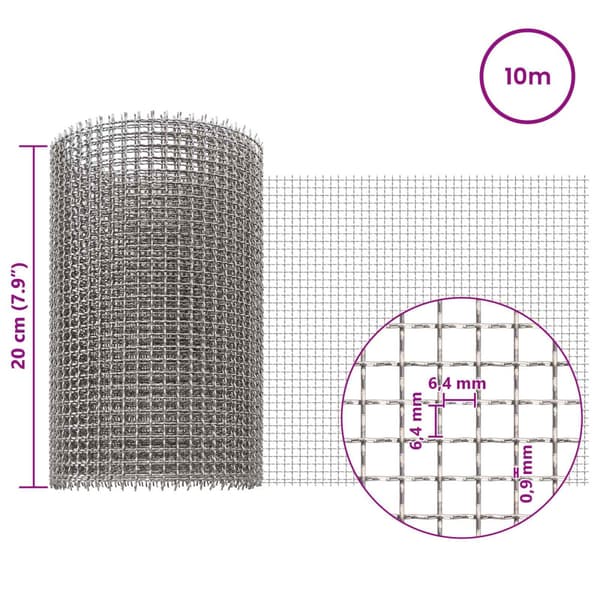 Nätduk 20 x 1000 cm 3 Mesh Rostfritt stål 201 Silver