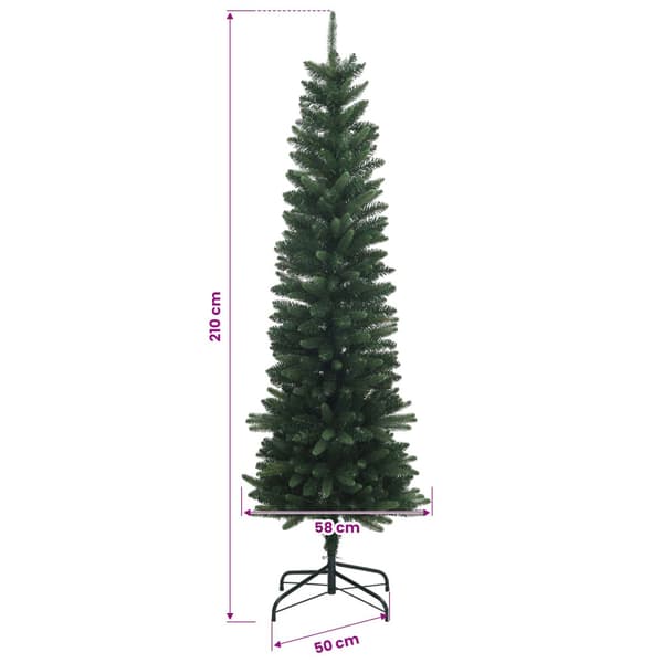 Artificial Slim Christmas Tree 210 cm PE och PVC Grön