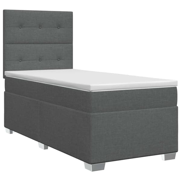 Kontinentalsäng med madrass Mörkgrå 80 x 200 cm Tyg
