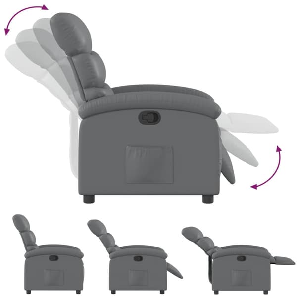Reclinerfåtölj grå konstläder