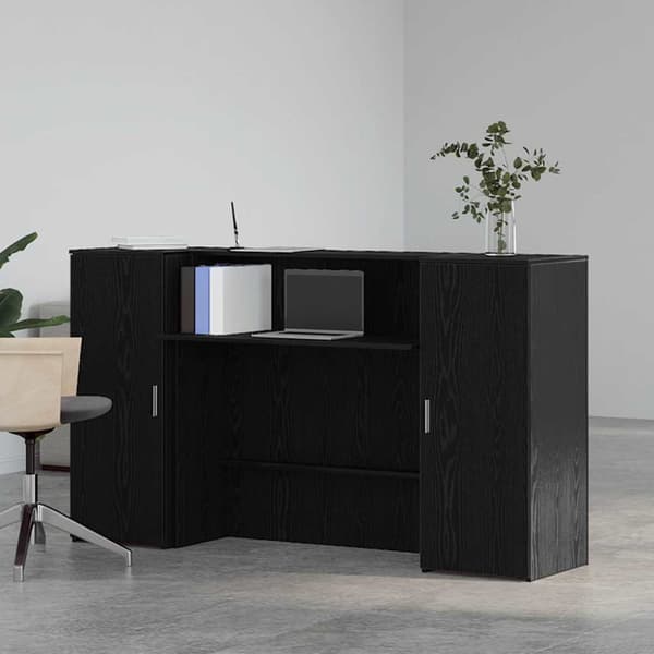 Receptionsdisk svart ek 180x50x103,5 cm konstruerat trä