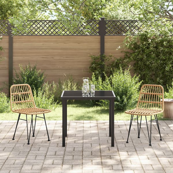 Trädgårdsmöbelset 3 pcs Brun Pulverlackerat stål