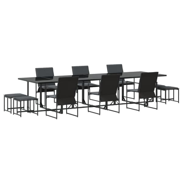Trädgårdsmöbelset 11 pcs Svart Stål