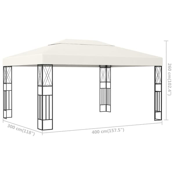 Paviljong 3x4 m gräddvit tyg