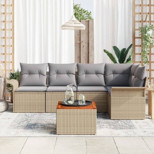 Trädgårdsoffset 6 pcs Beige och Ljusgrå konstrotting