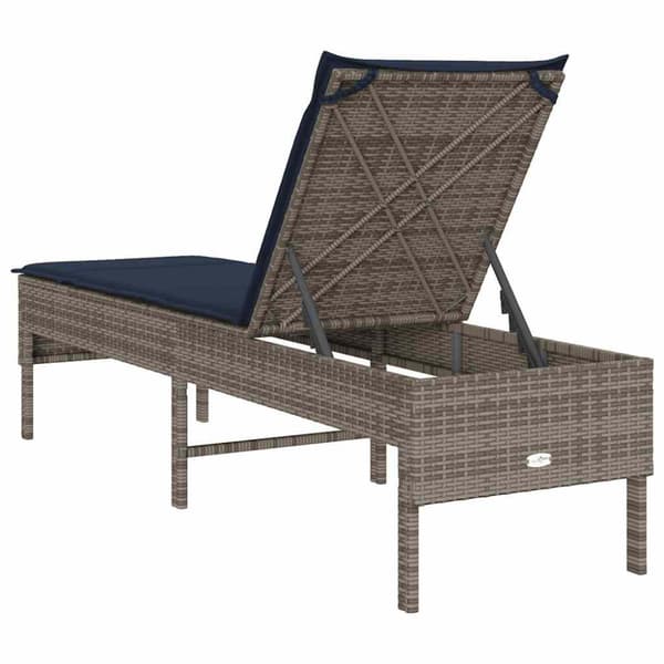 Solstol med dyna grå 55x200x44cm konstrotting