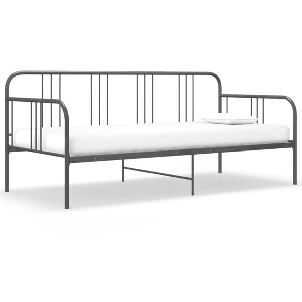 Sängram bäddsoffa grå metall 90x200 cm