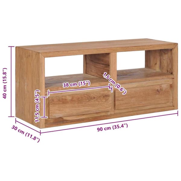TV-bänk 90x30x40 cm massiv teak