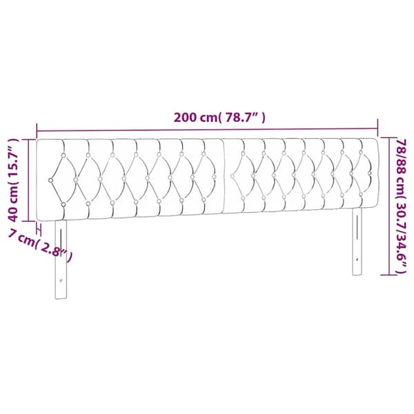Sänggavel LED blå 200x7x78/88 cm sammet