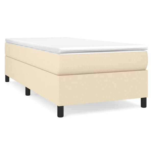 Boxspring-sängram gräddvit 90x190 cm tyg