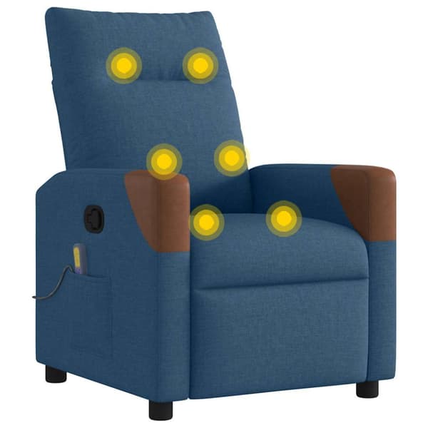 Massagefåtölj blå tyg