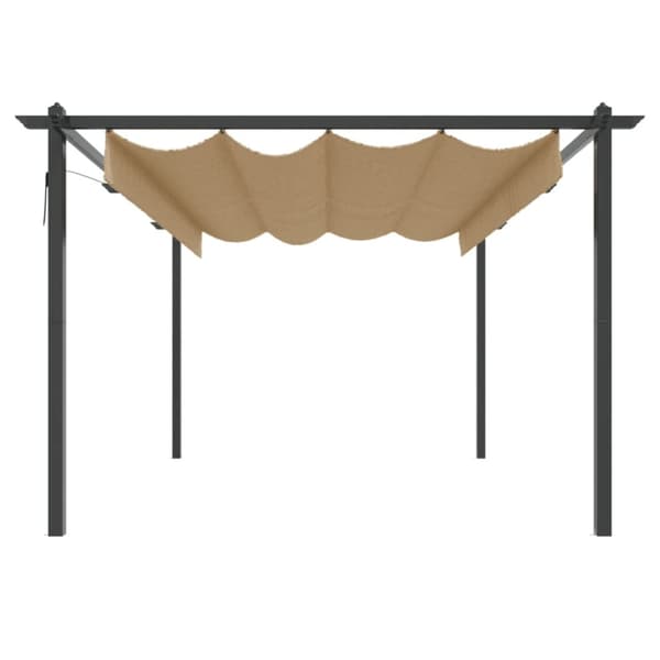 Paviljong med infällbart tak 4x3 m taupe