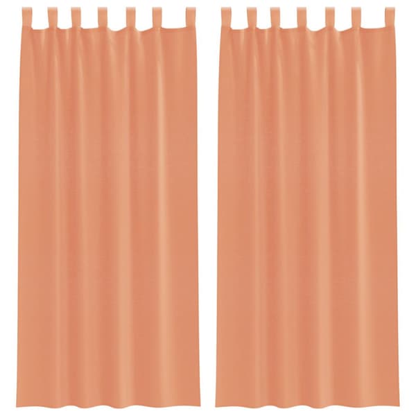 Voile gardiner med stångfickor 2 st terrakotta